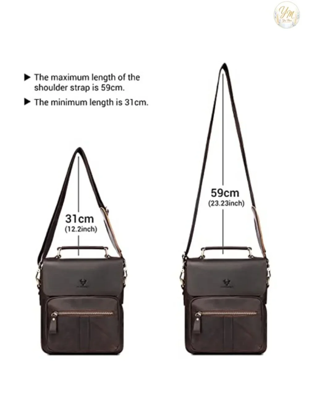 Genuine Leather Flap Messenger Bag for Men Work Business